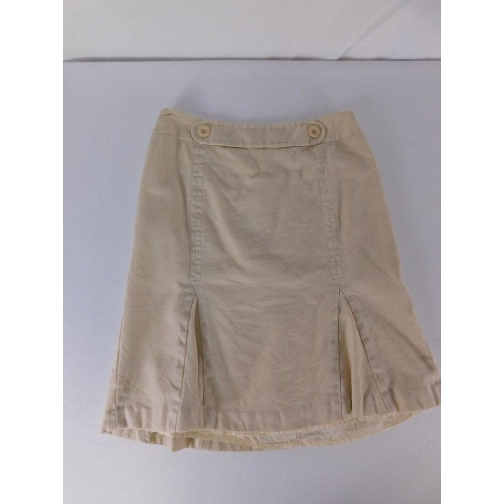 Ann Taylor LOFT Skirt Womens 6 Beige A-Line Wool Twill Lined Slit Zip Workwear